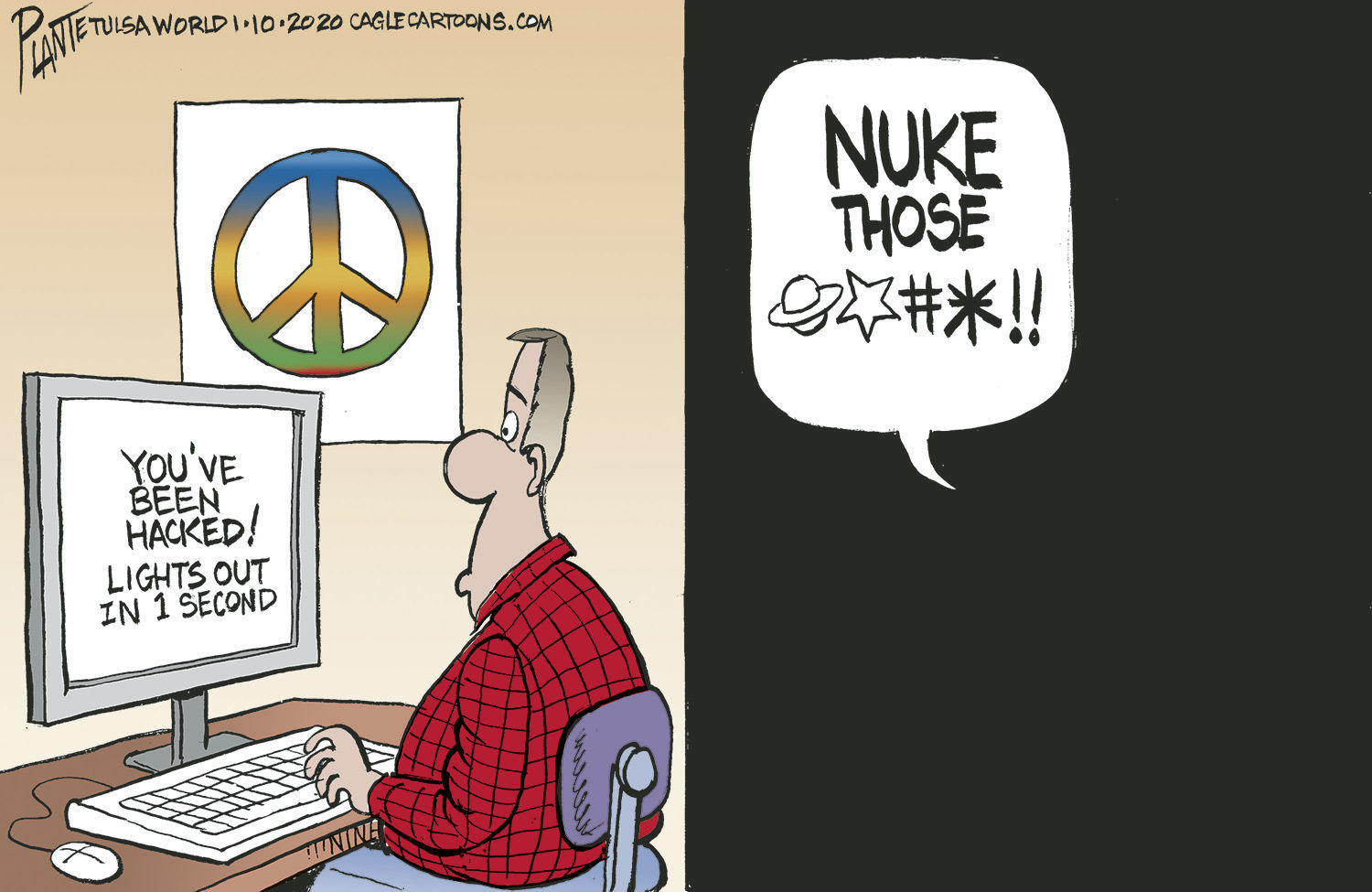 Bruce Plante Cartoon: Hackers creating monsters